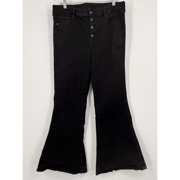 American Eagle Outfitters Denim - American Eagle Jeans Women 16 Black Hi Rise  Festival Flare Next Level Stretch